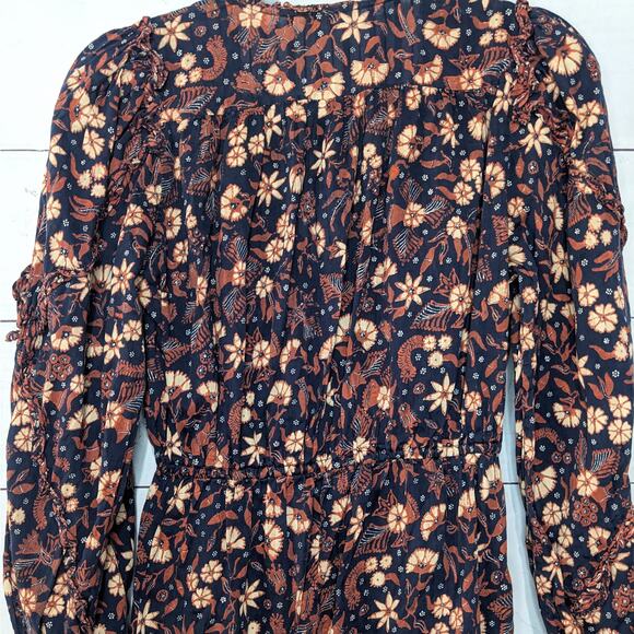 Ulla Johnson Delphine Floral Ruffle Jumpsuit Navy Blue Multi Women's Size 4 - Picture 8 of 12